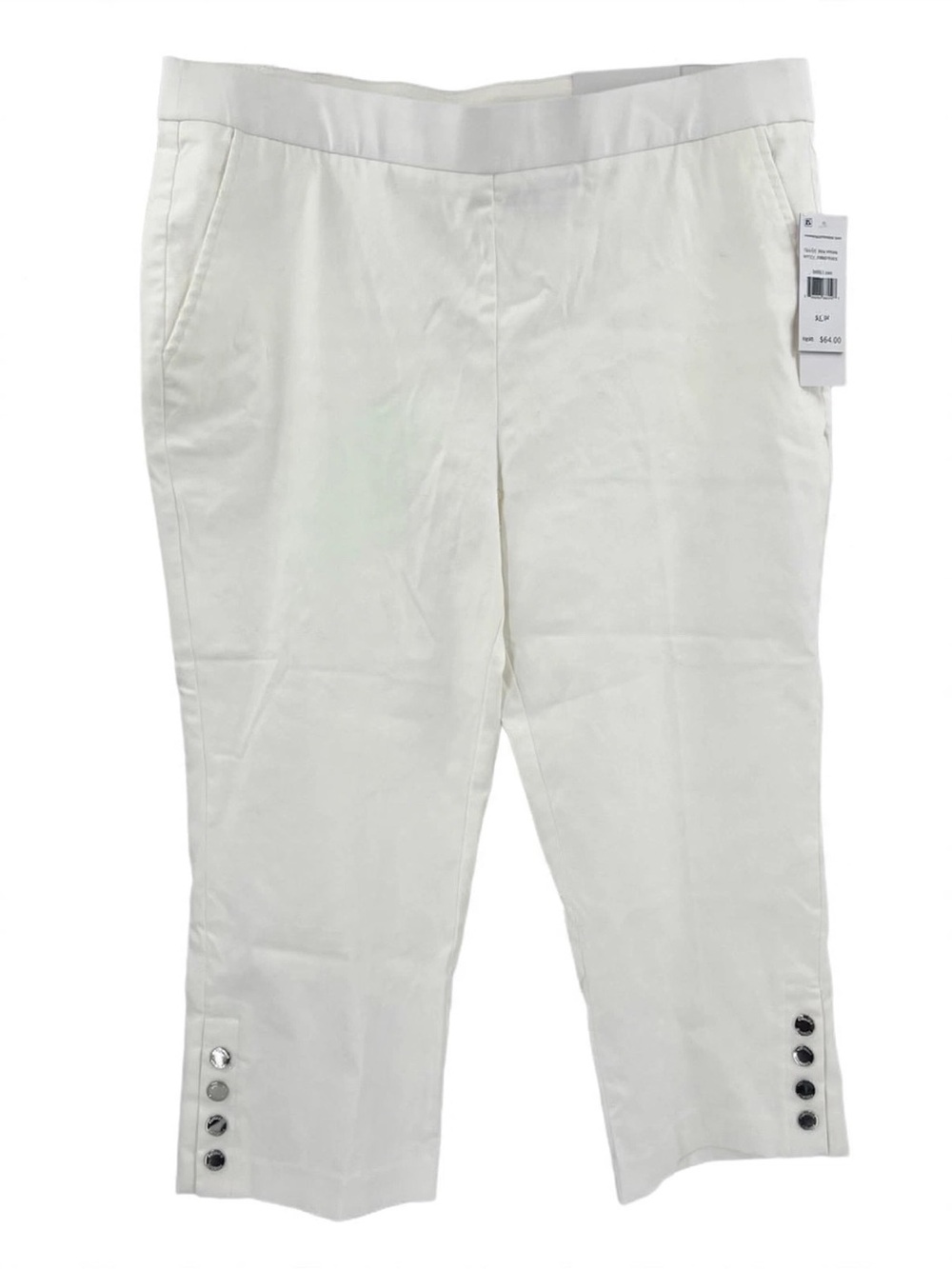 Rafaella White Cropped Pants with Button Detail XLP